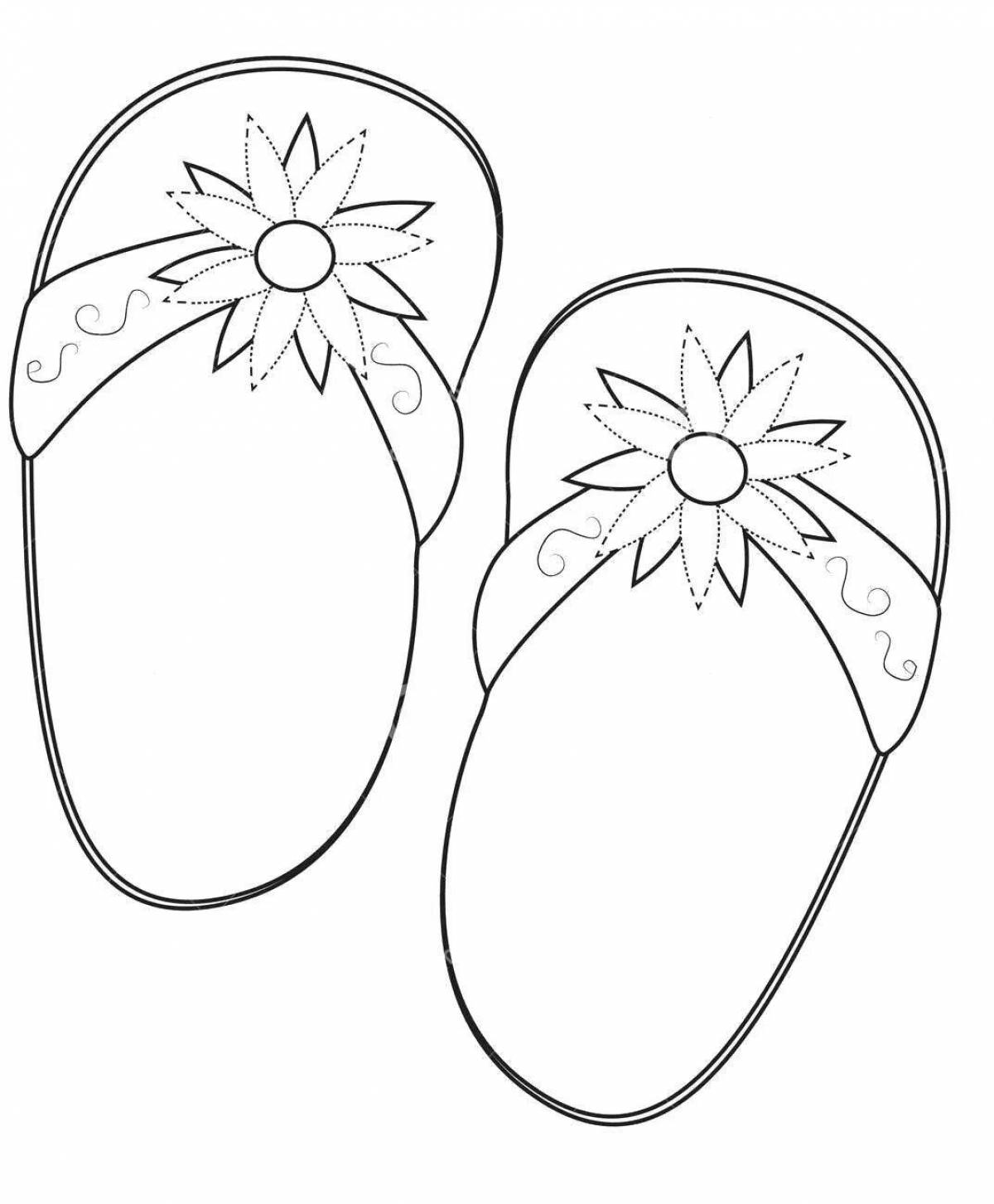 Coloring page happy slippers for kids