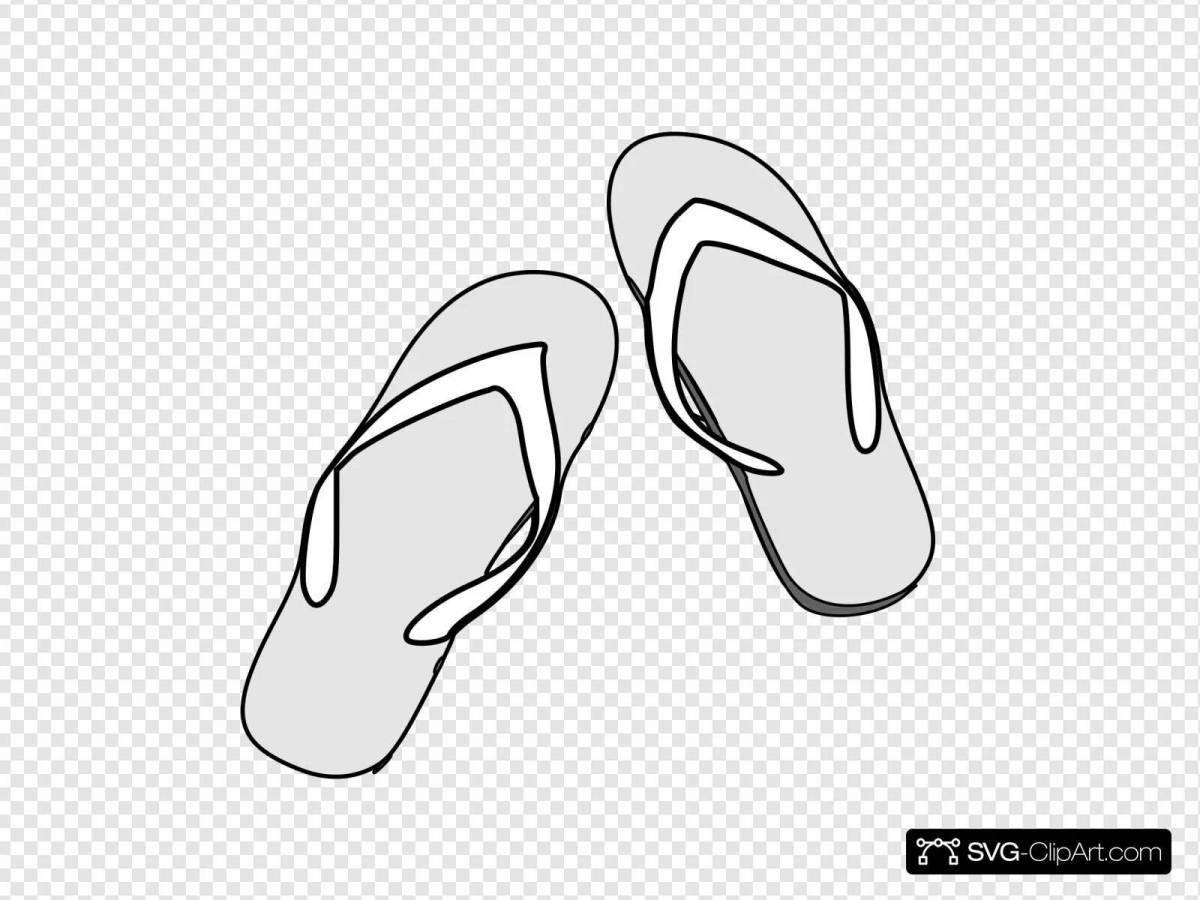 Coloring page bold slippers for kids
