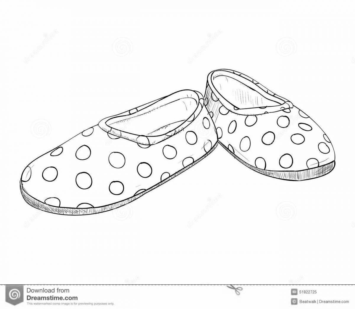 Coloring page adorable slippers for kids