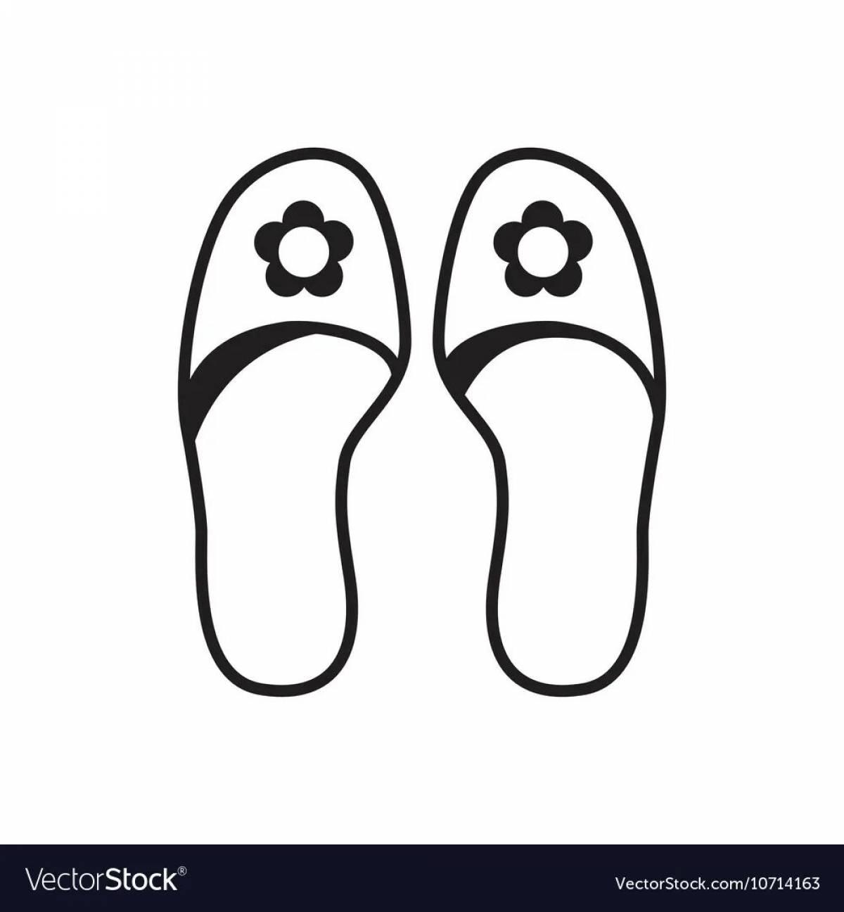 Coloring page cute slippers for kids