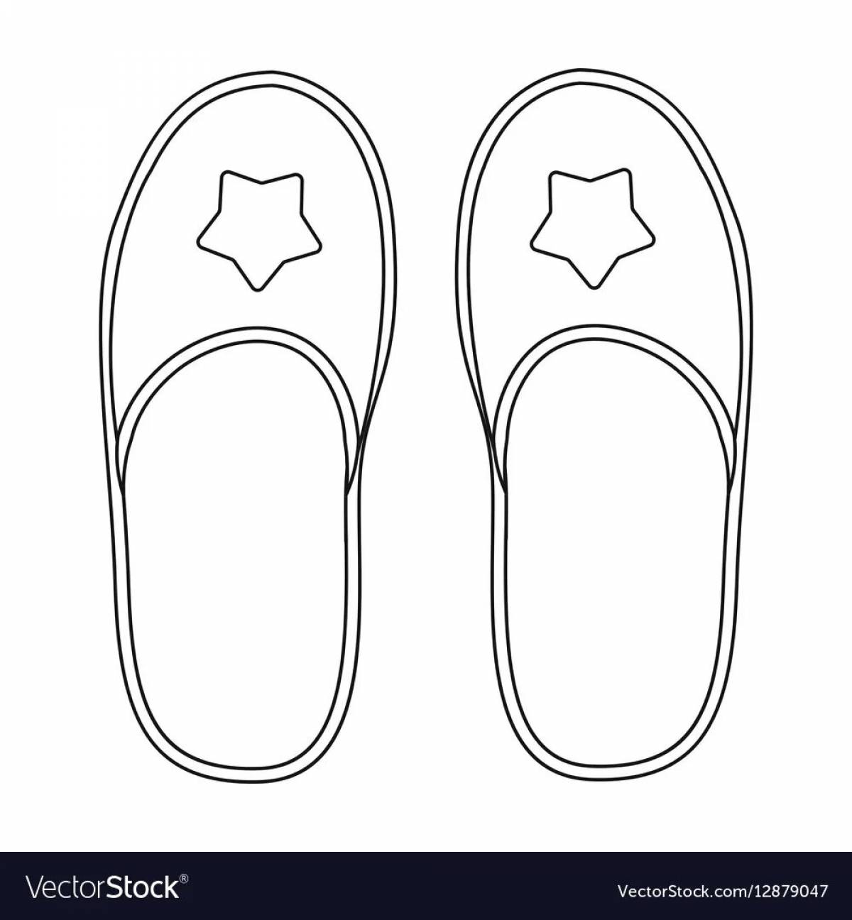 Colouring page for children's enchanting slippers