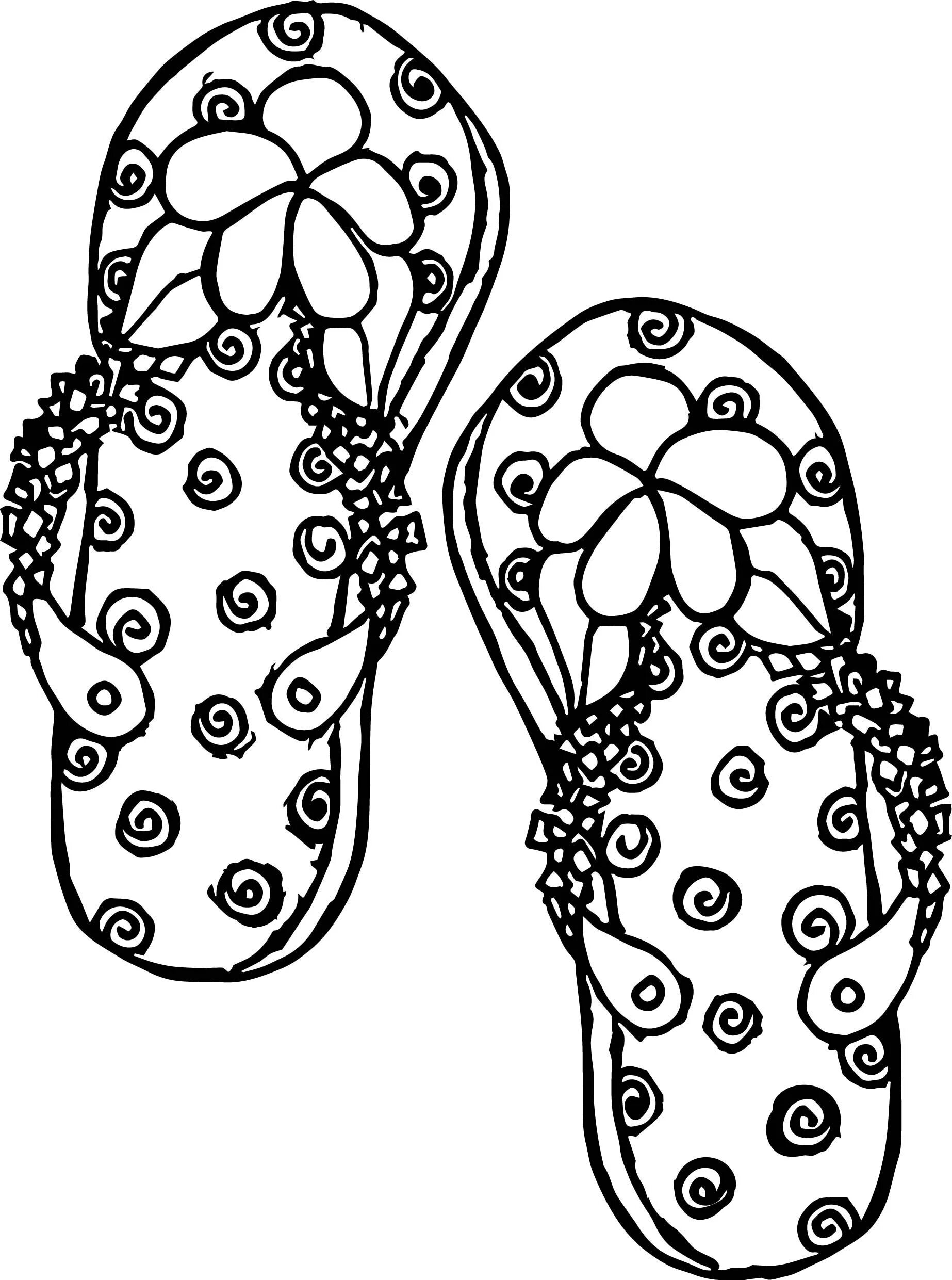 Coloring page beautiful slippers for kids