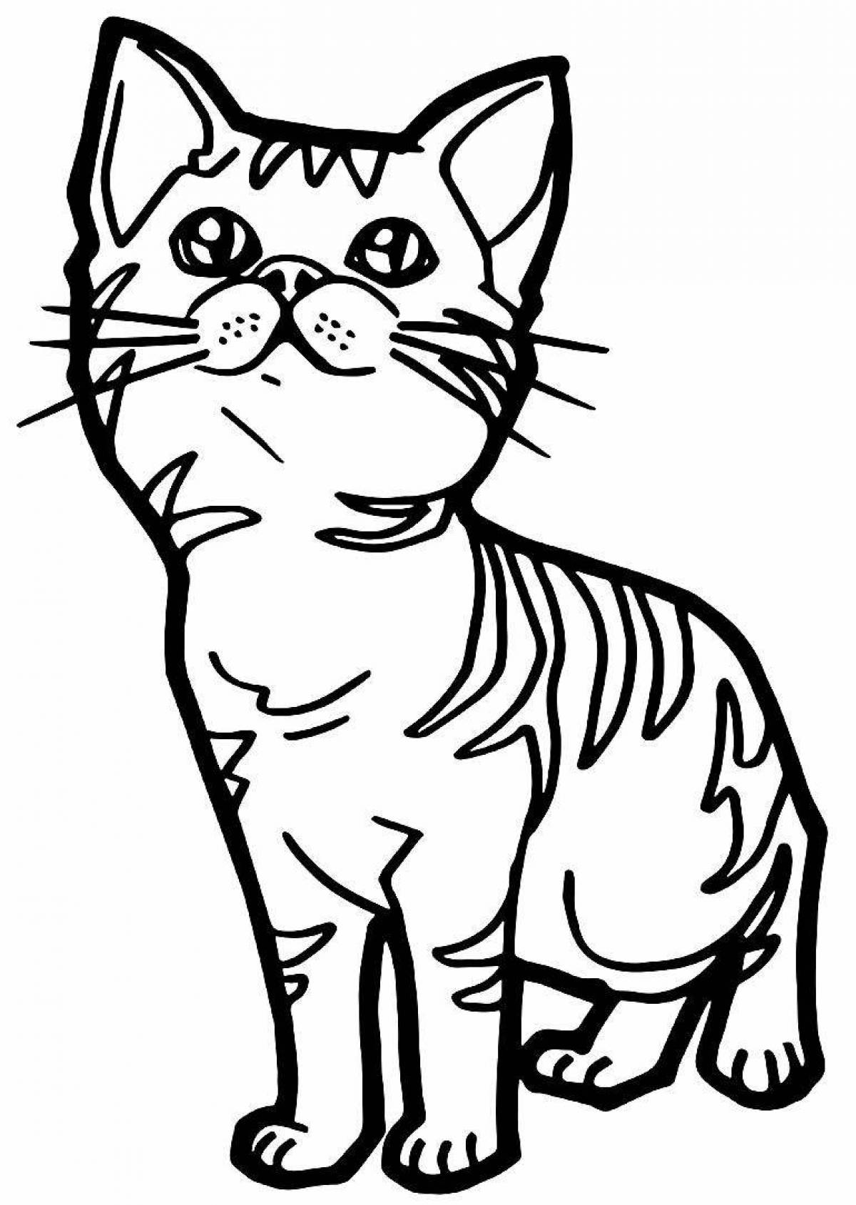 Полосатая кошка раскраска для детей