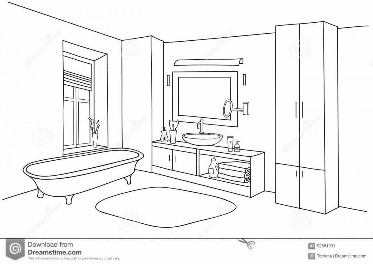 Рисунок ванная комната карандашом для детей