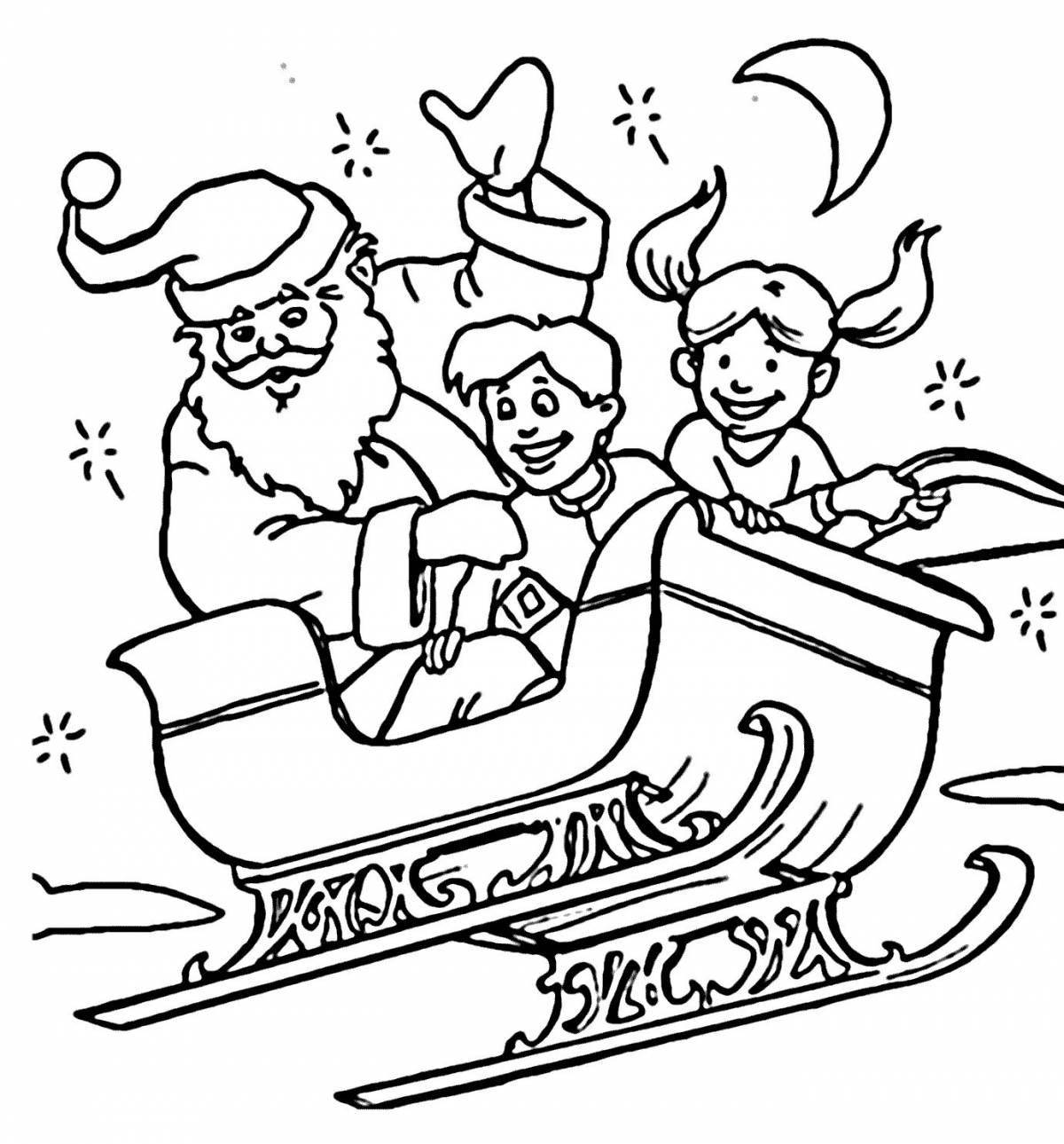 Glorious sleigh coloring for children