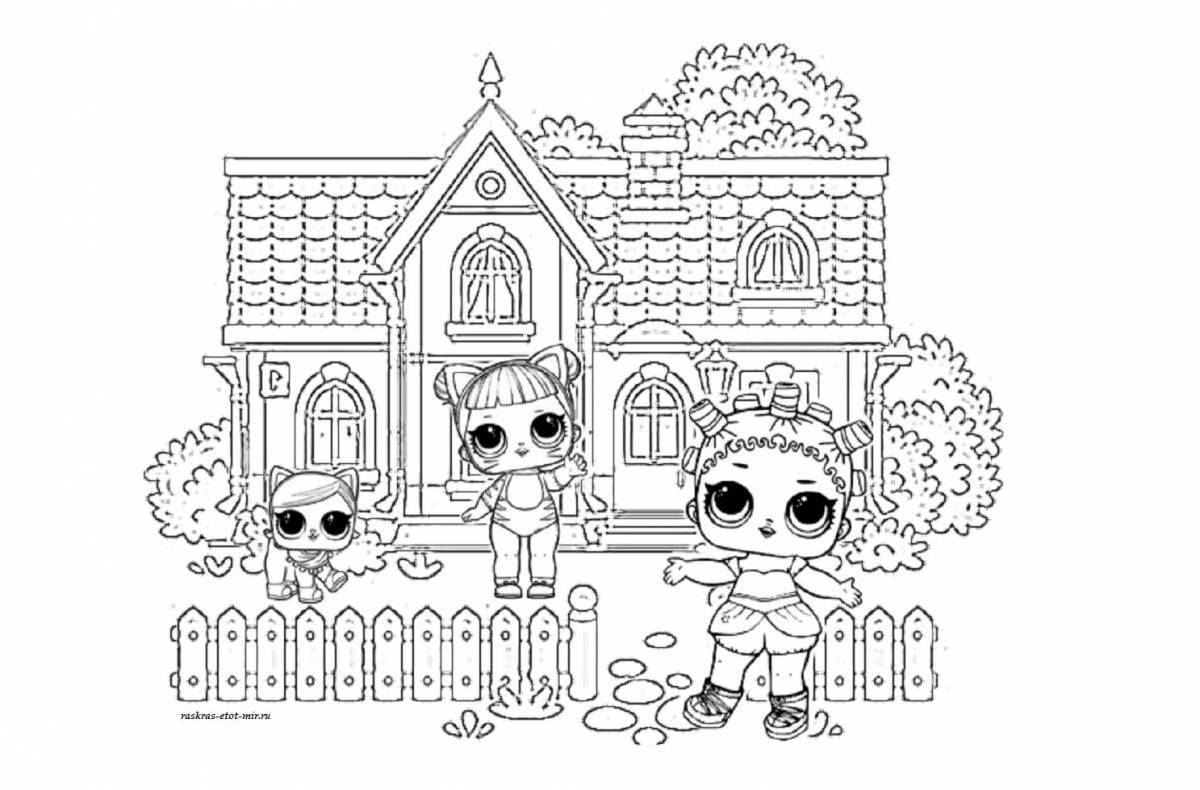 Colorful dollhouse coloring book