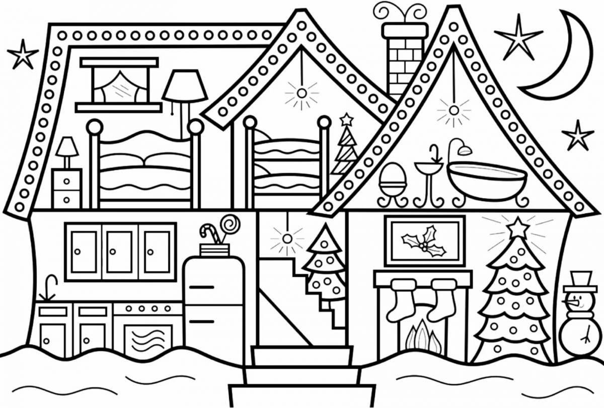 Coloring page playful doll house