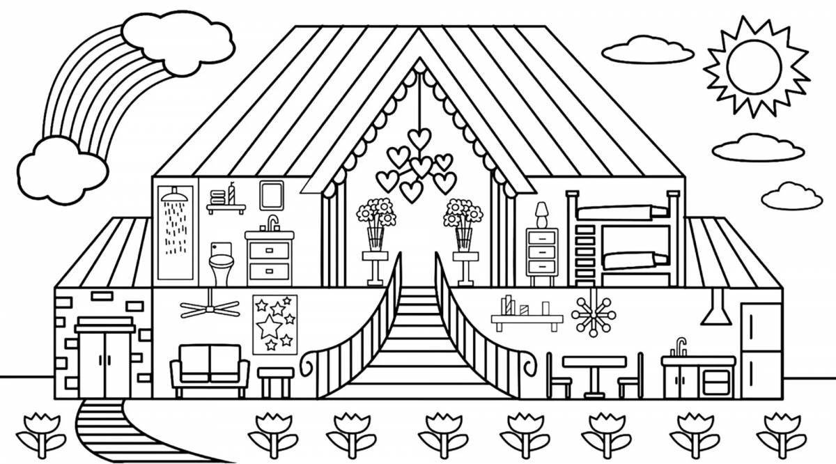 Shiny doll house coloring page