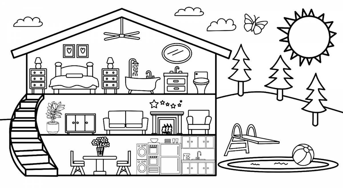 Fancy dollhouse coloring page