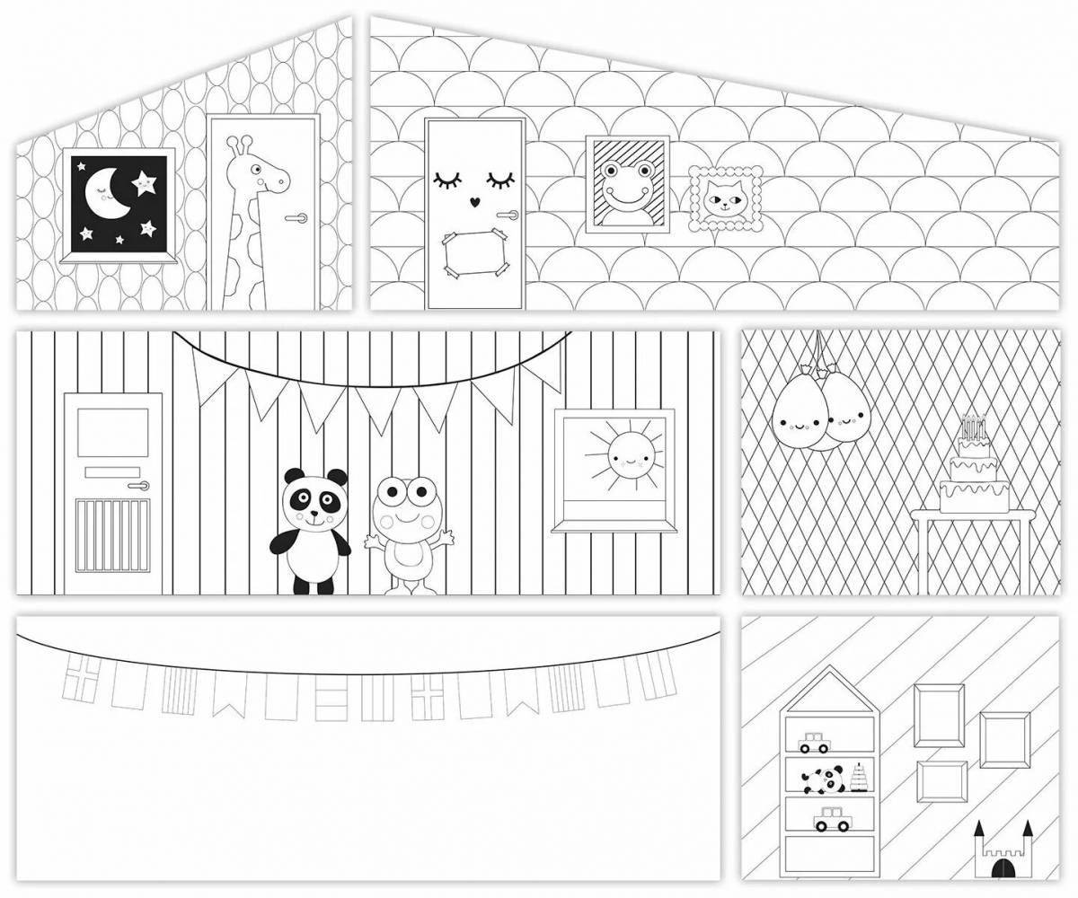 Exotic doll house coloring book