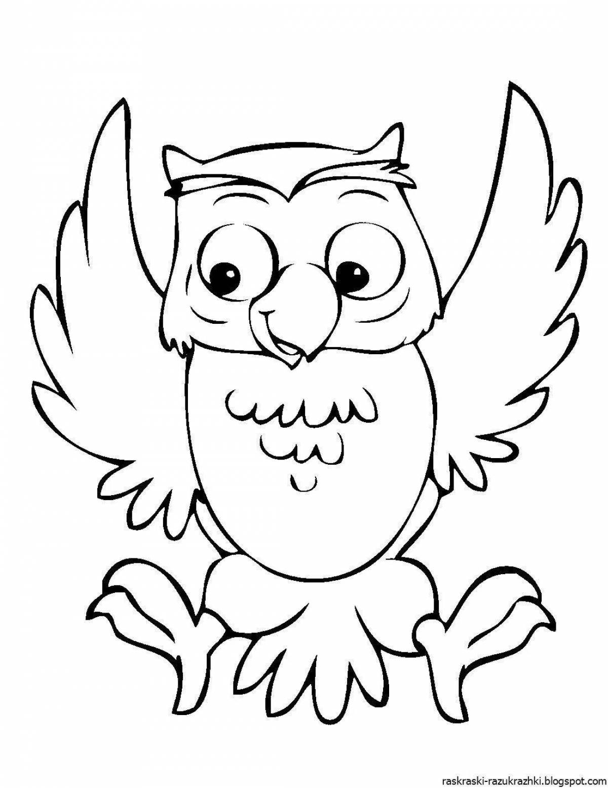 Colouring bright owl for kids