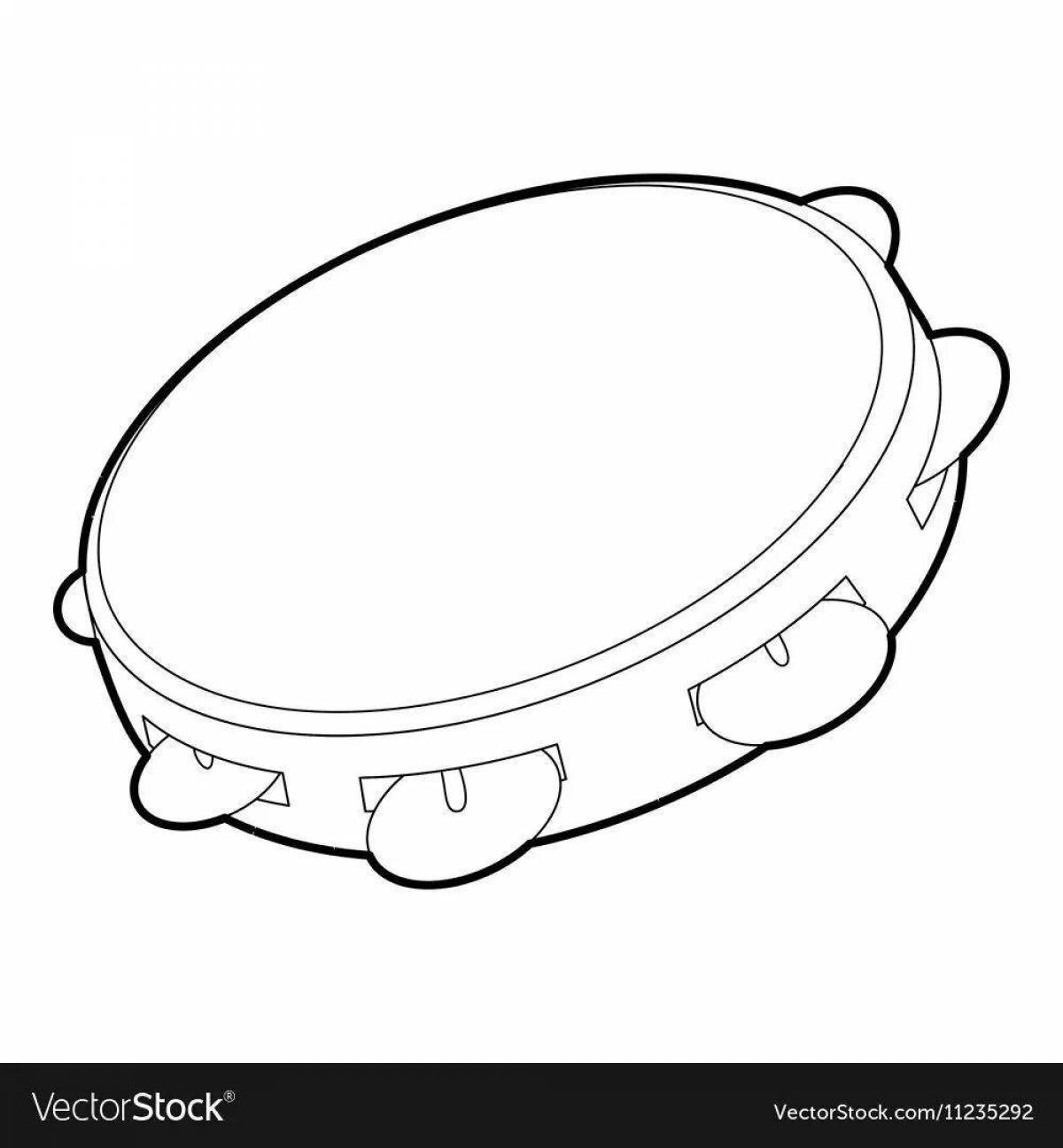 Colorful tambourine coloring book for kids