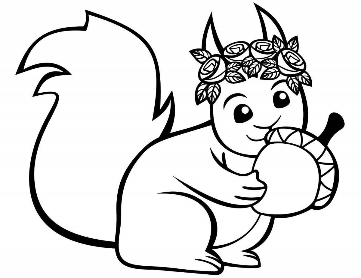 Fun coloring squirrel for kids