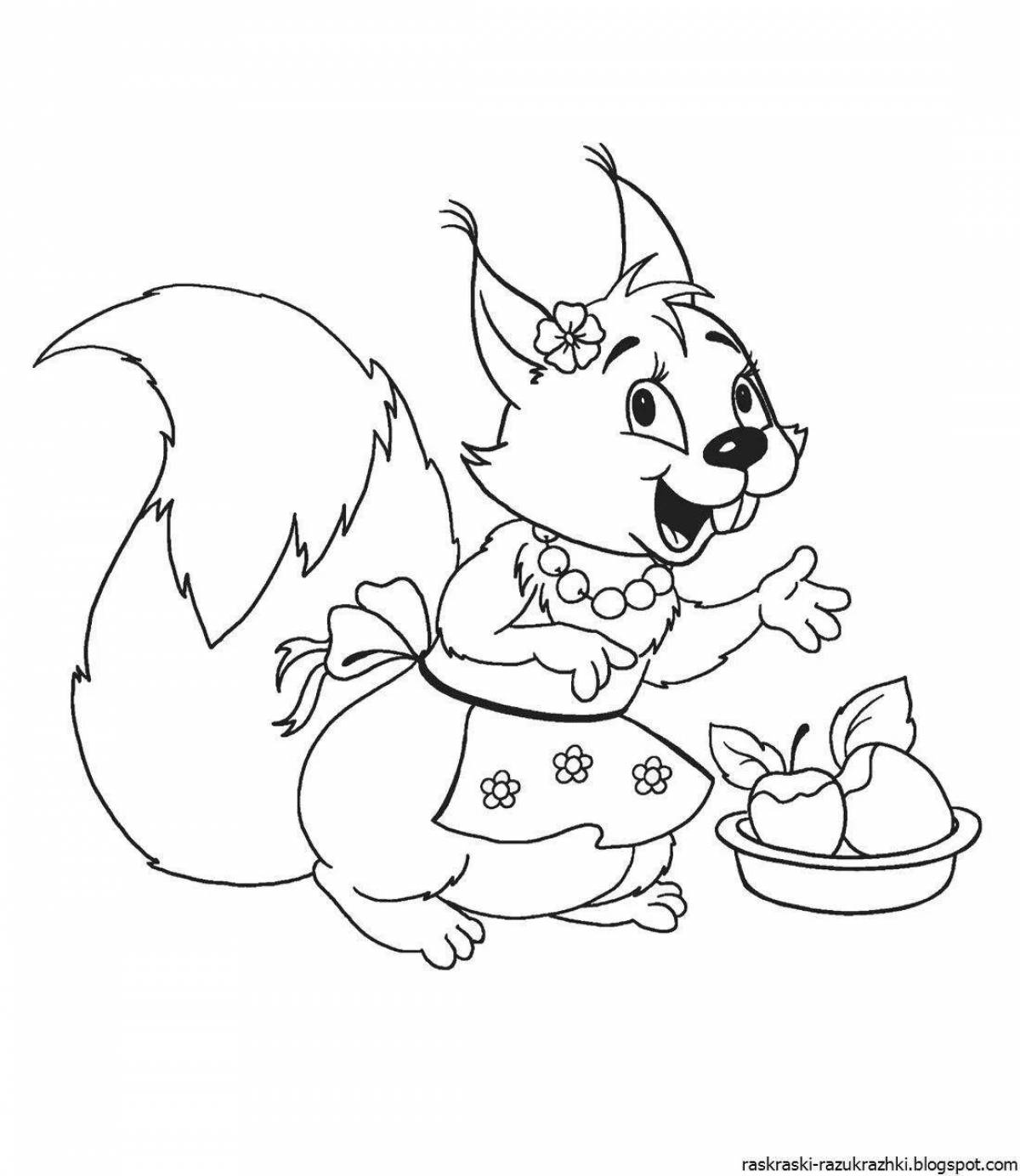 Humorous squirrel coloring book for kids