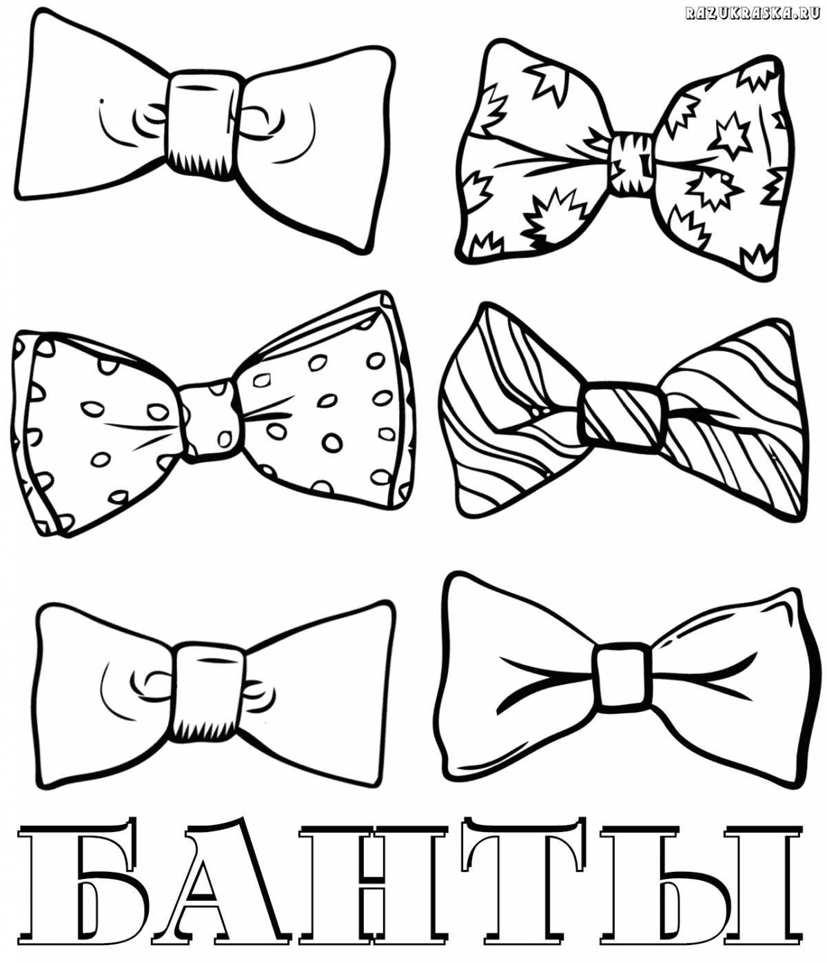 Colorful bow coloring page for kids