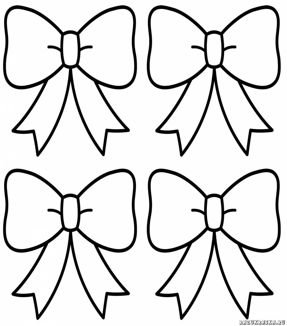 Coloring page with colorful bow for kids