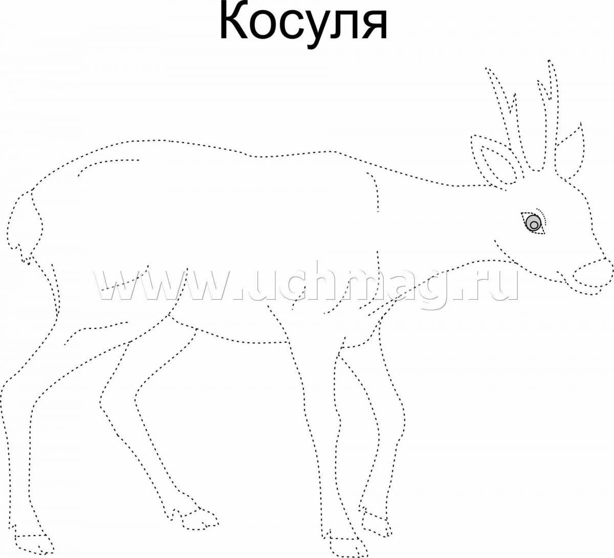 Colorful roe deer coloring page for kids