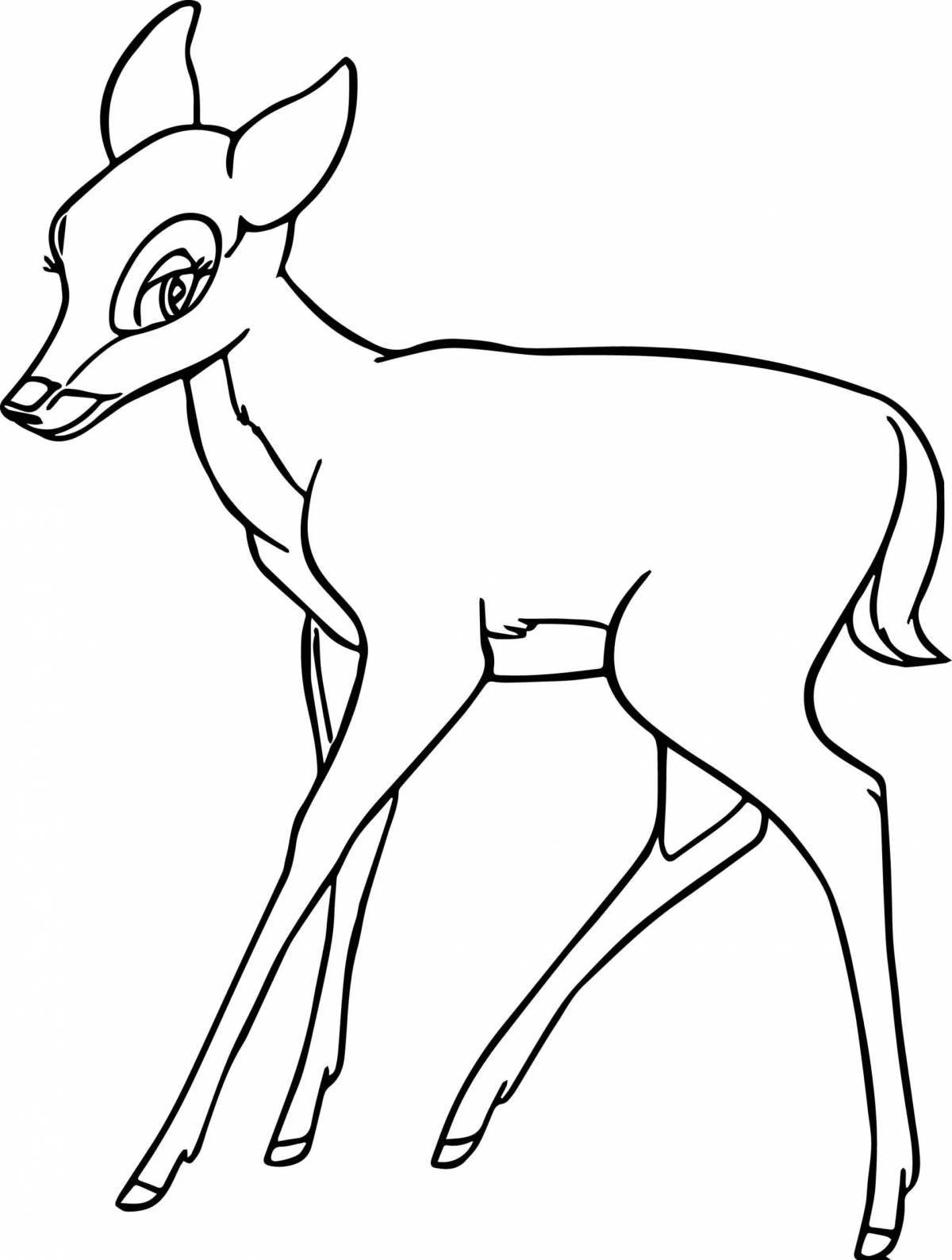 Coloring book funny roe deer for preschoolers