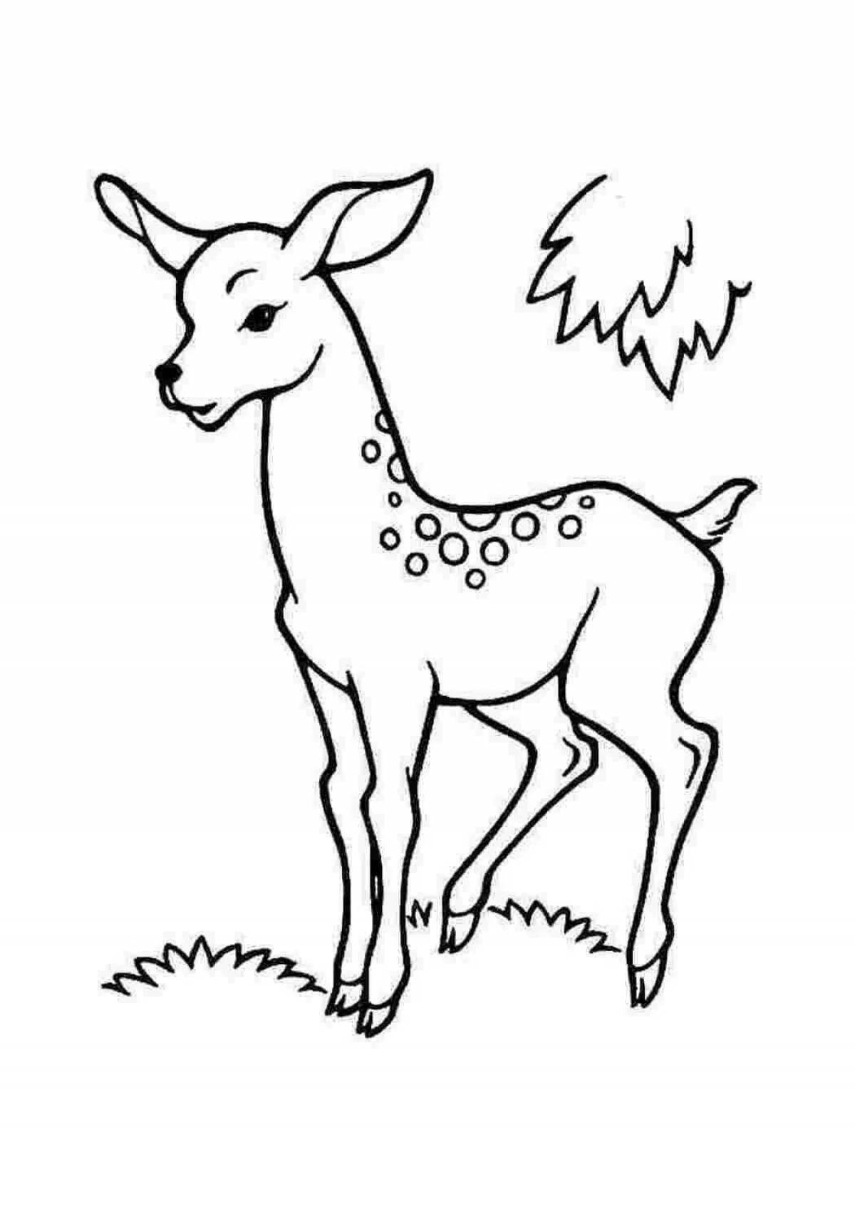 Playful roe deer coloring page for kids