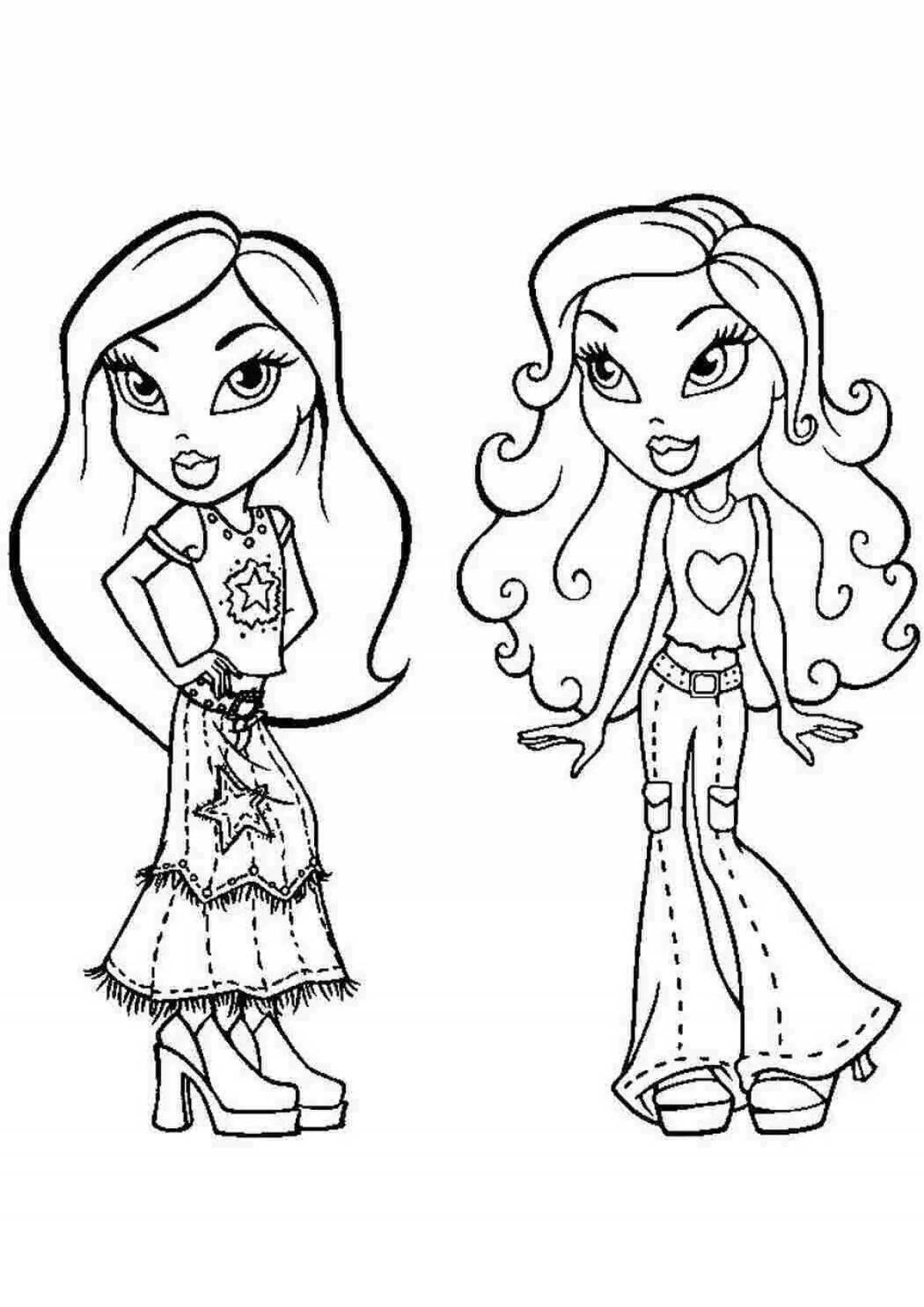 Color-explosion coloring page double for girls