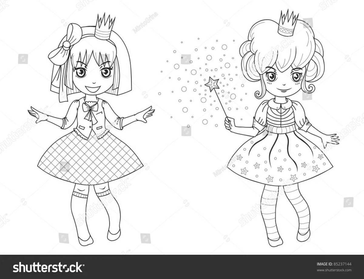 Color-blast coloring page double for girls