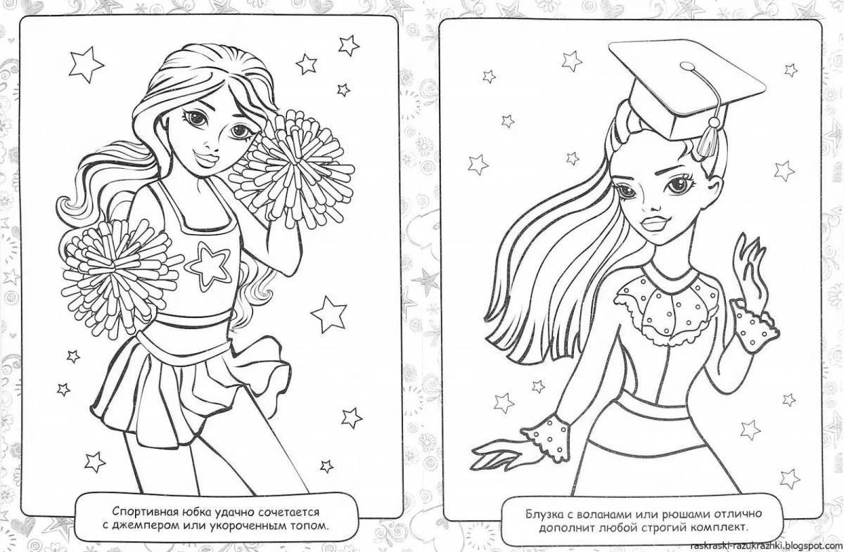 Color-joyful coloring page double for girls