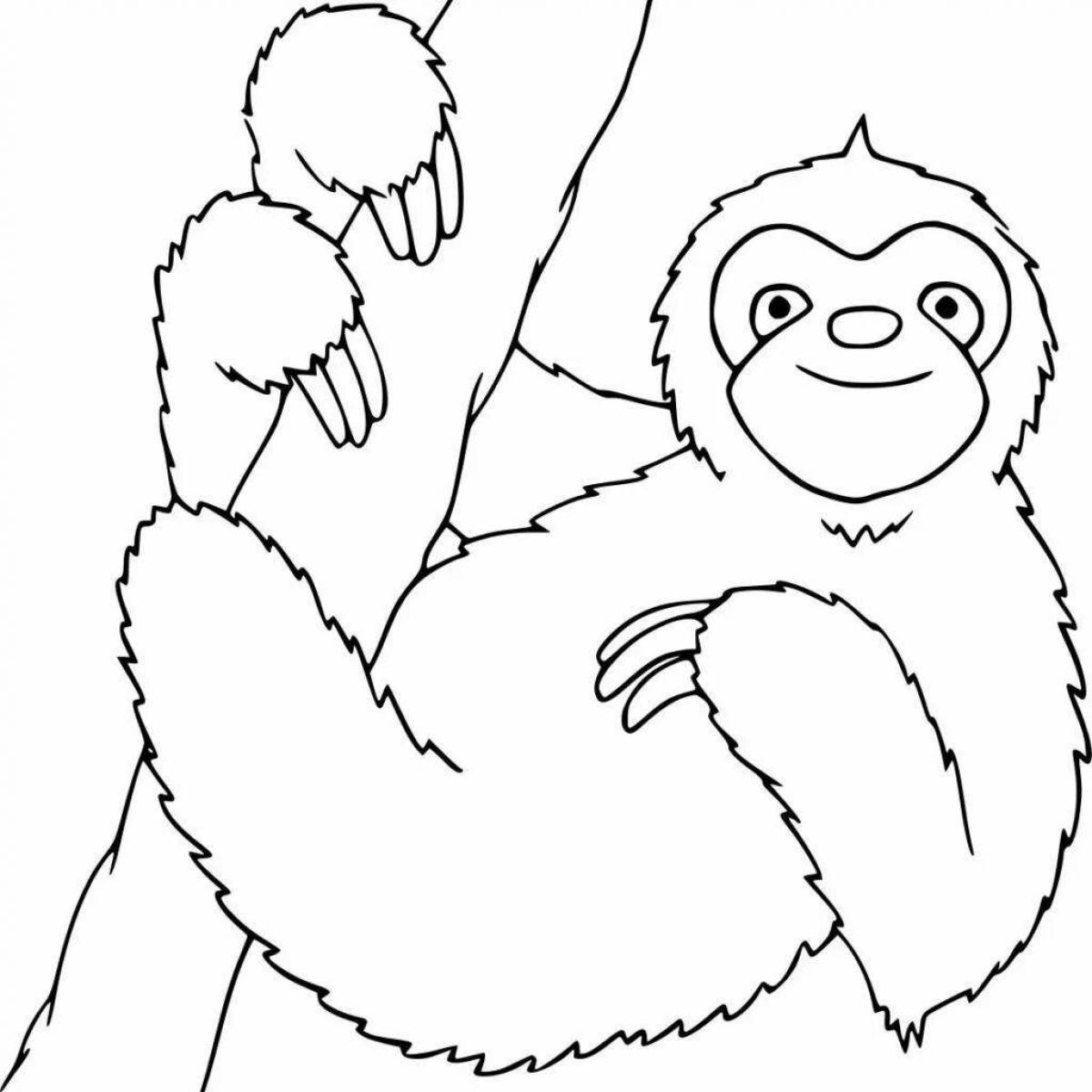 Coloring book happy sloth for kids
