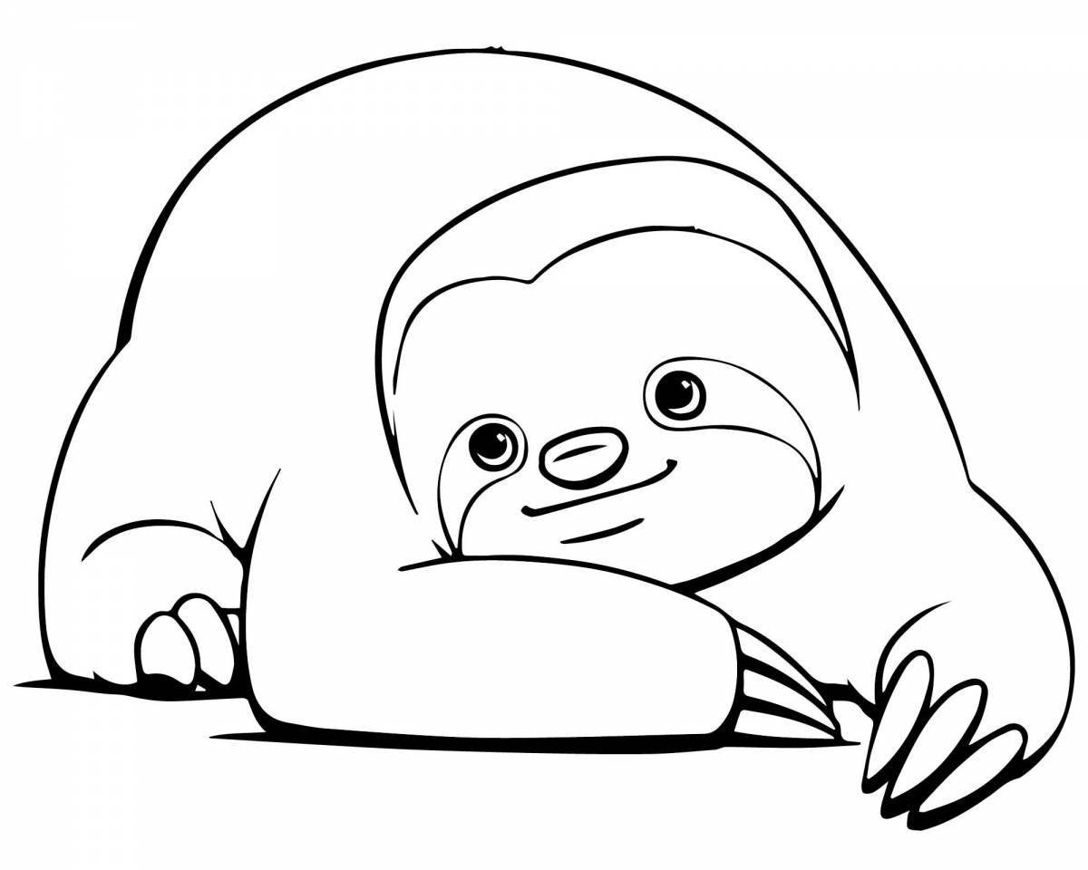 Adorable sloth coloring page for kids