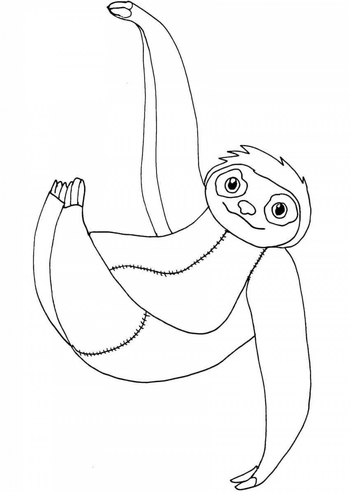 Fantastic sloth coloring for kids