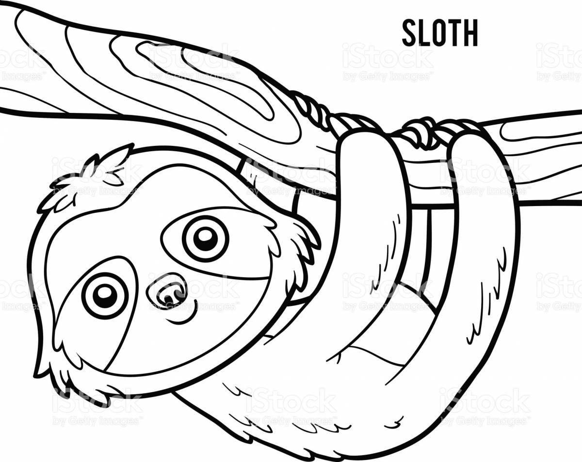 Coloring book magical sloth for kids