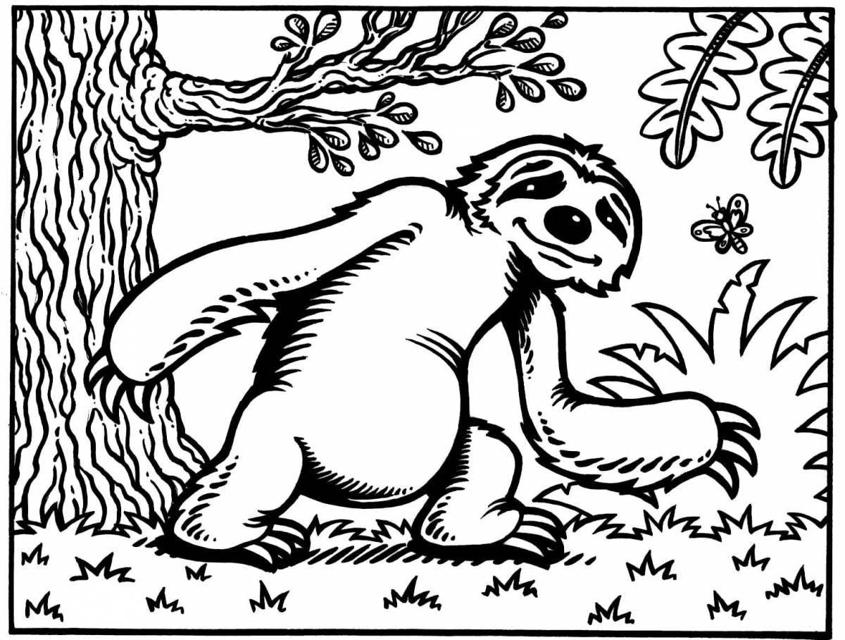 Раскраска сияющий ленивец для детей