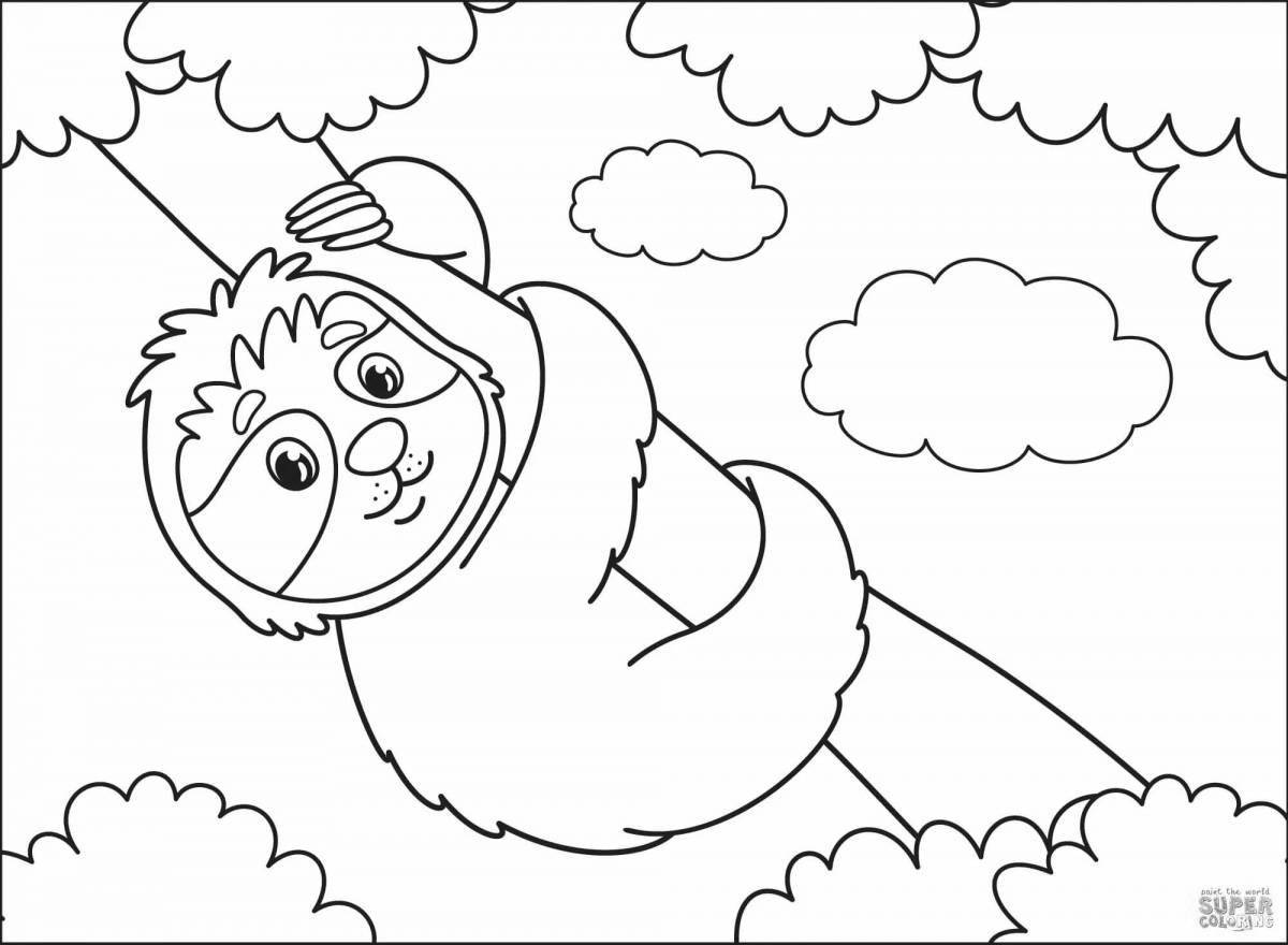 Refreshing sloth coloring page for kids