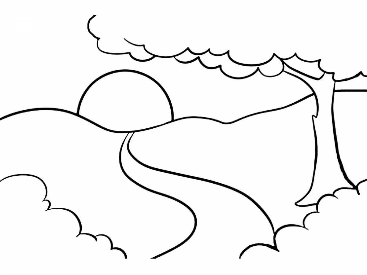 Blissful sunset coloring pages for kids