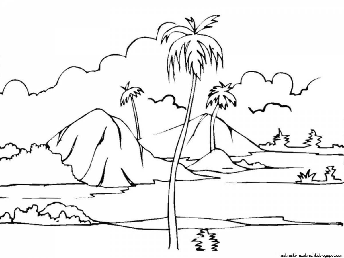 Calming sunset coloring pages for kids