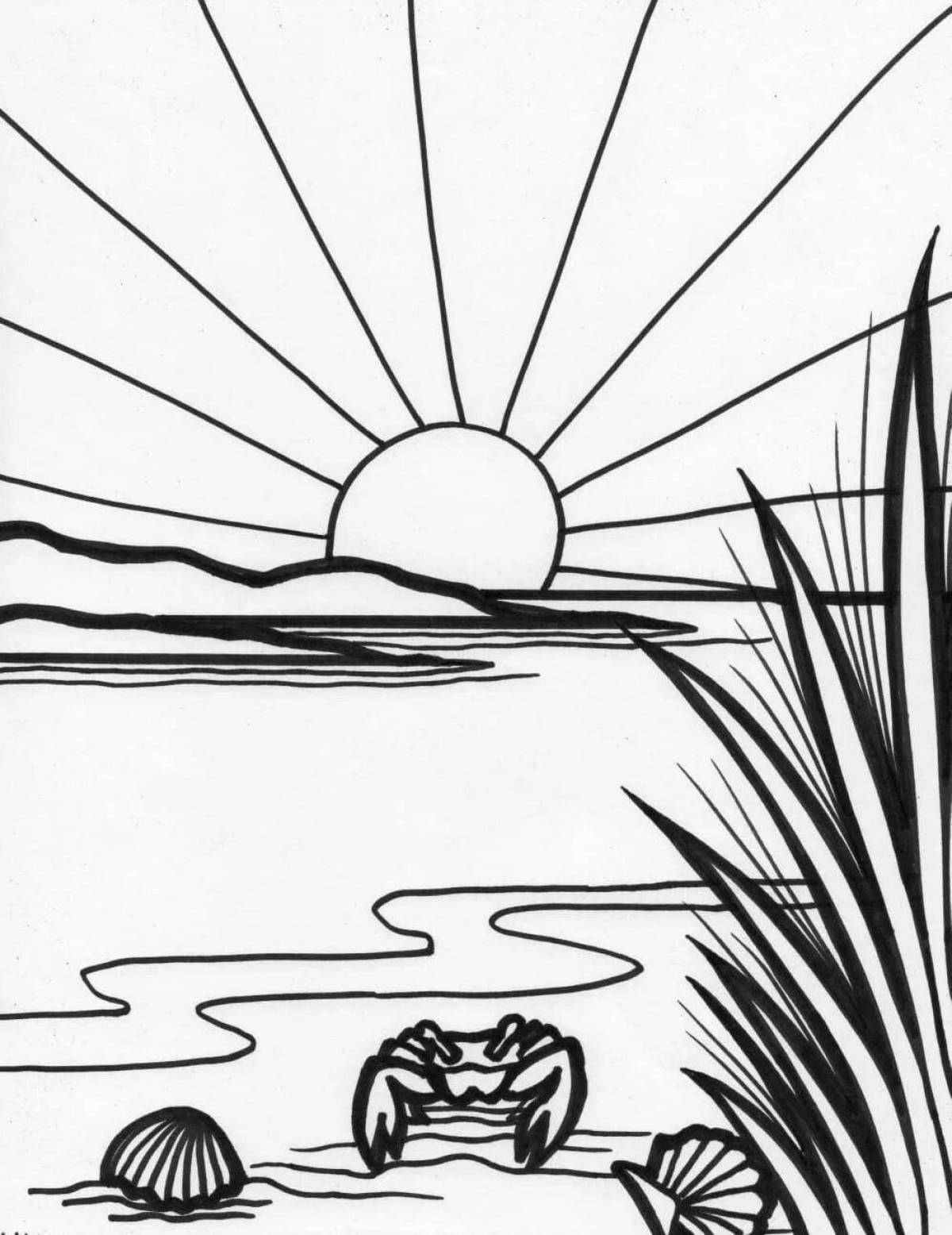 Inspirational sunset coloring book for kids