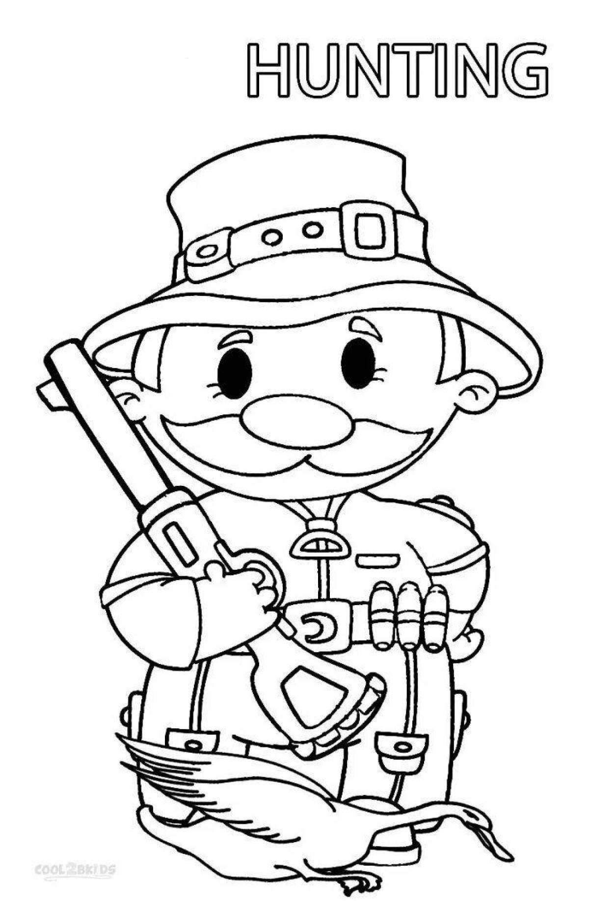 Dazzling hunter coloring page for kids