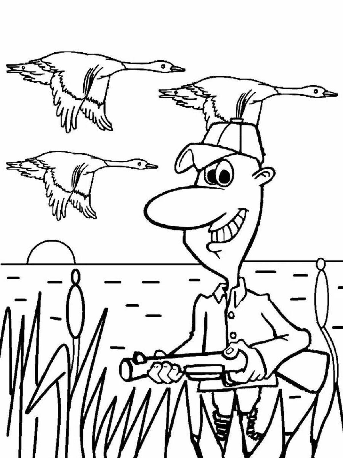 Colorful hunter coloring pages for kids