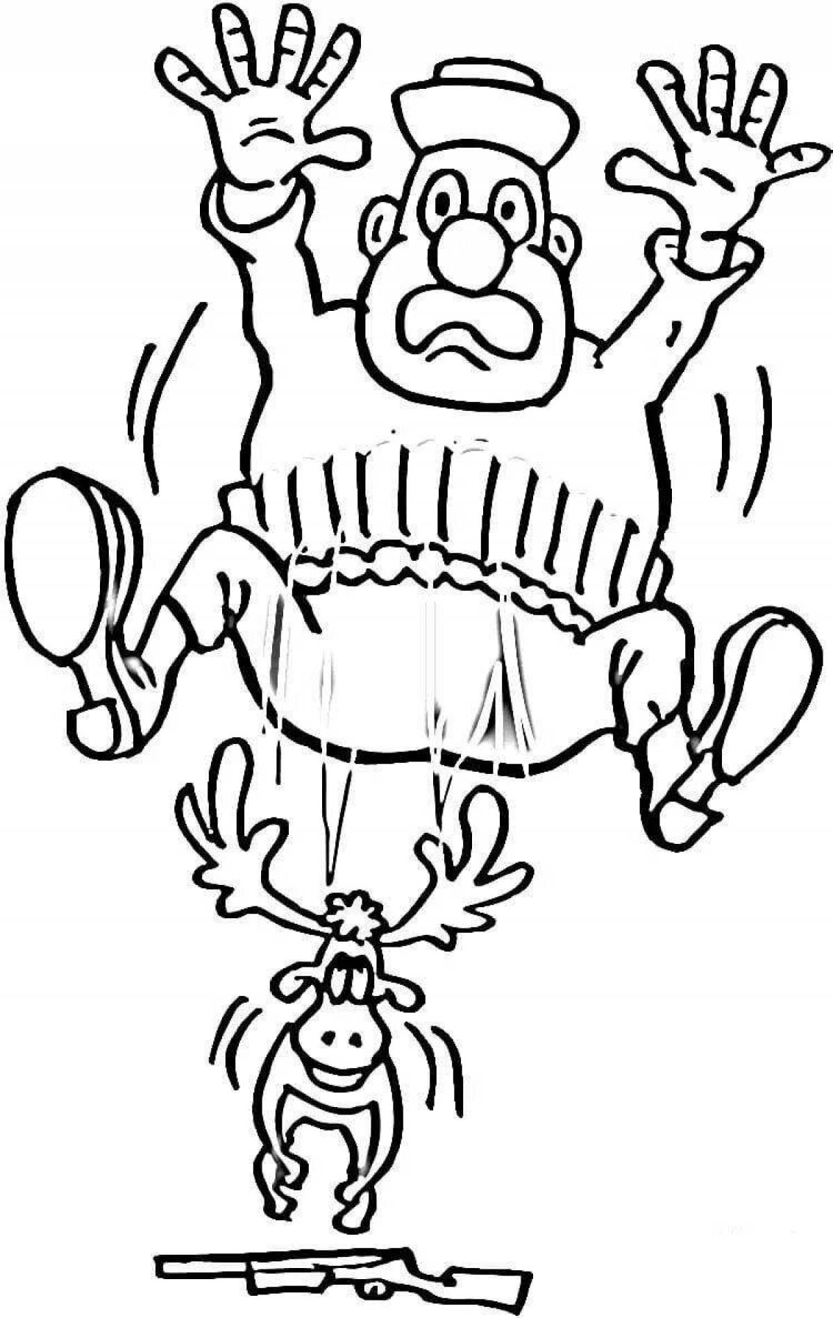 Animated hunter coloring book for kids