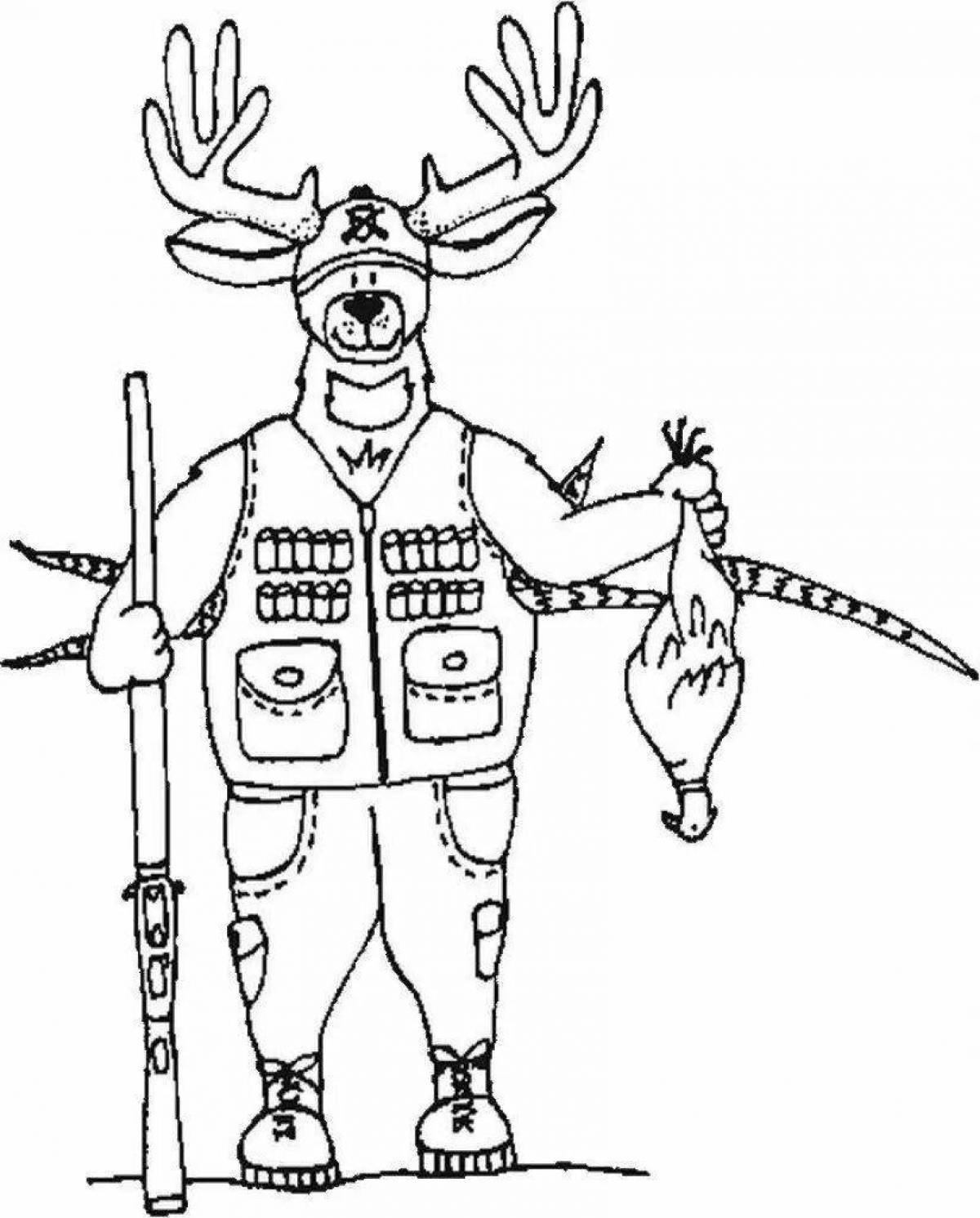 Adorable hunter coloring page for kids