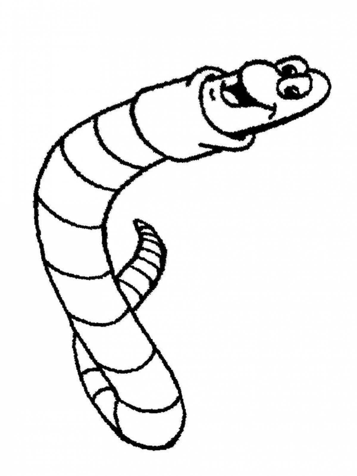 Photo Adorable worm coloring book for kids