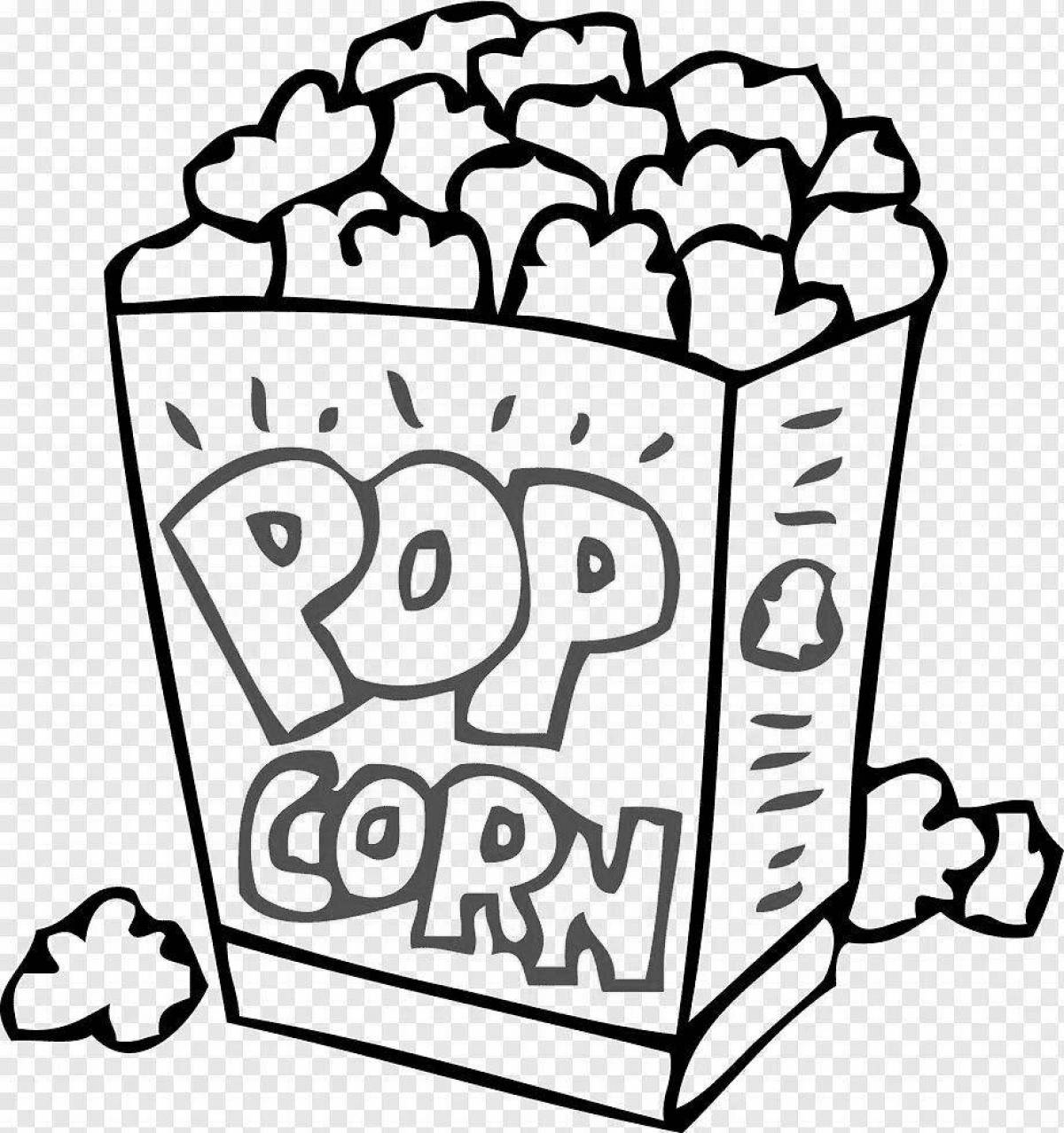 Playful popcorn coloring page for kids