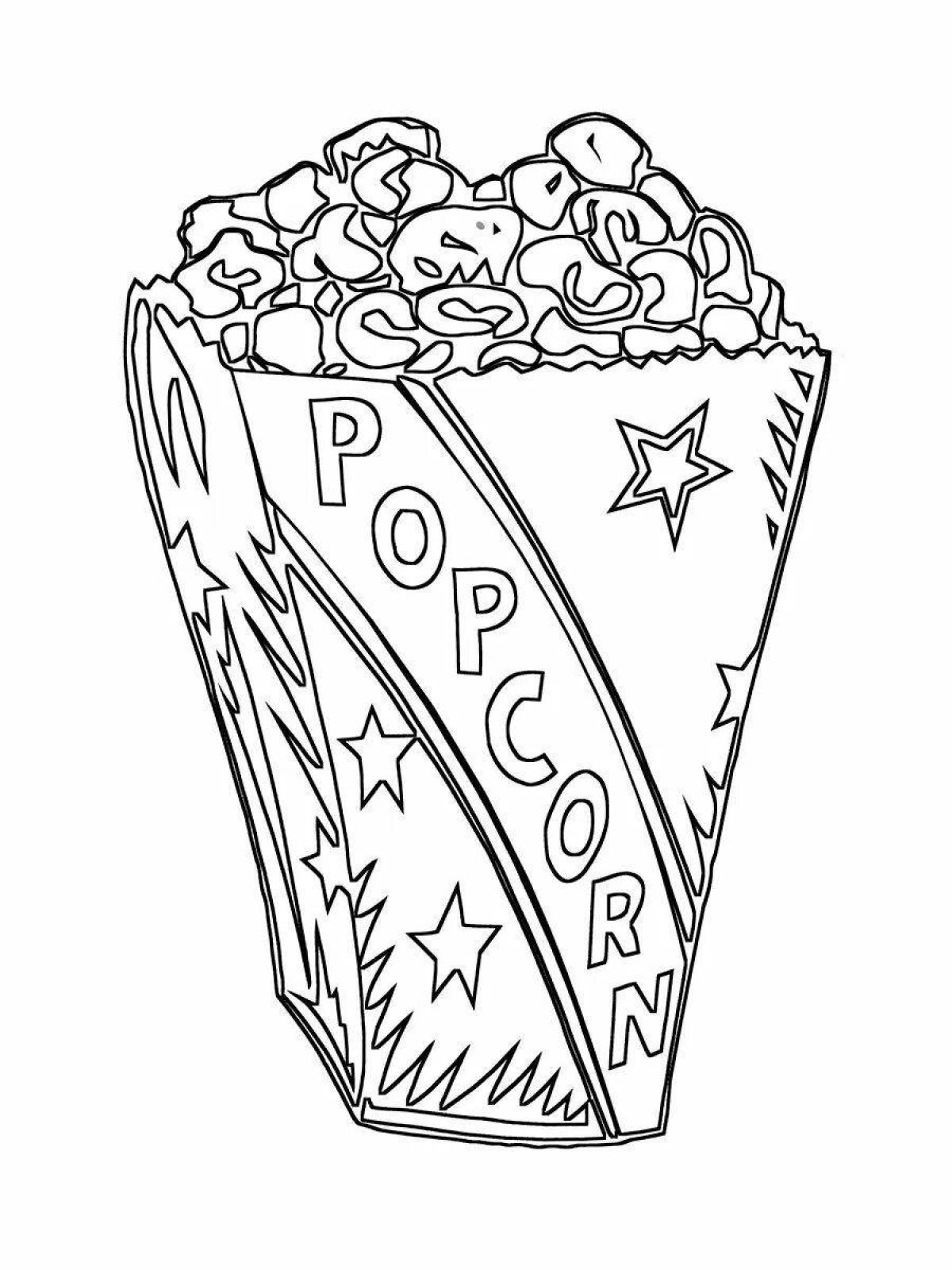 Charming popcorn coloring book for kids