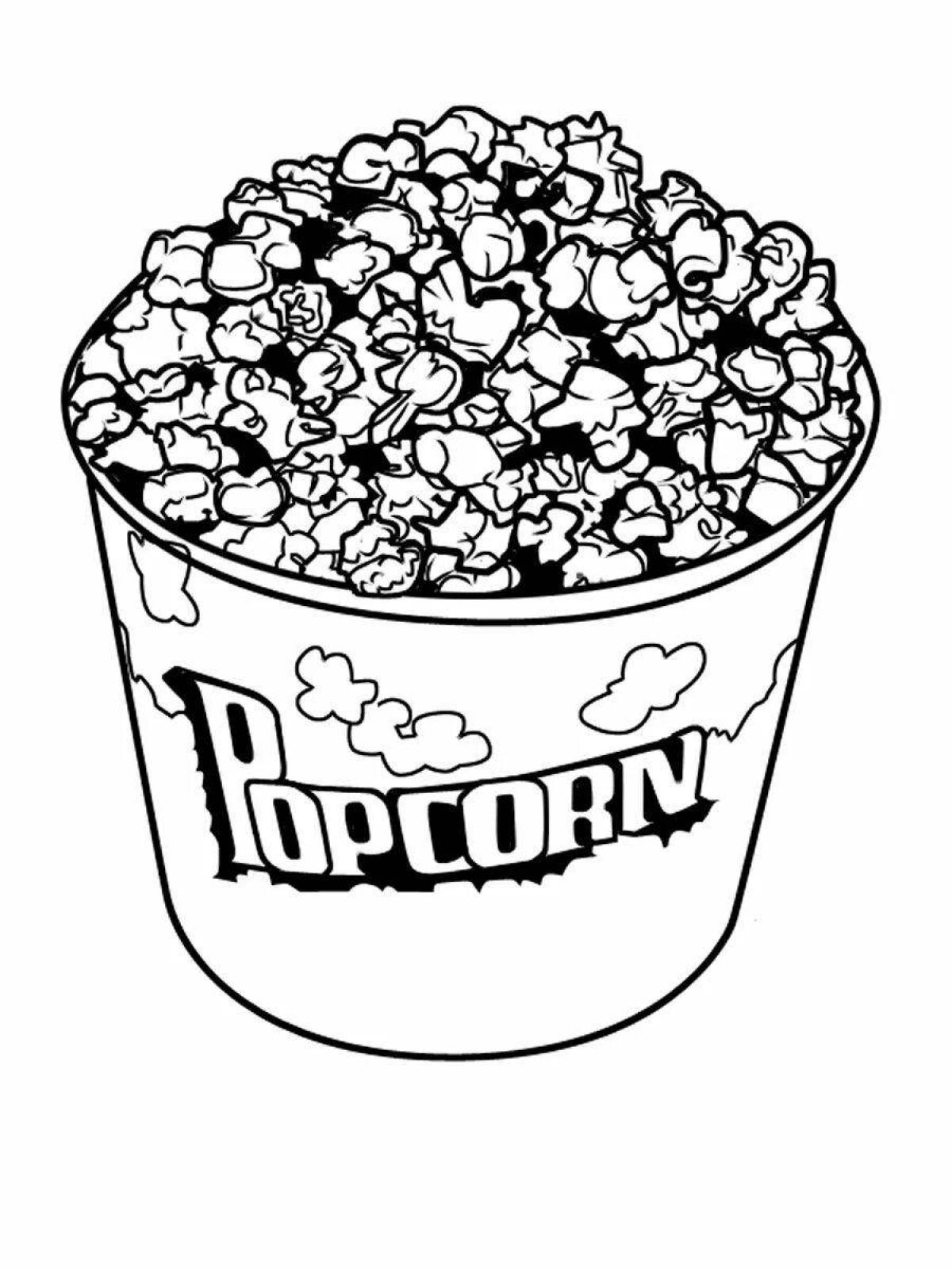 Glowing popcorn coloring book for kids