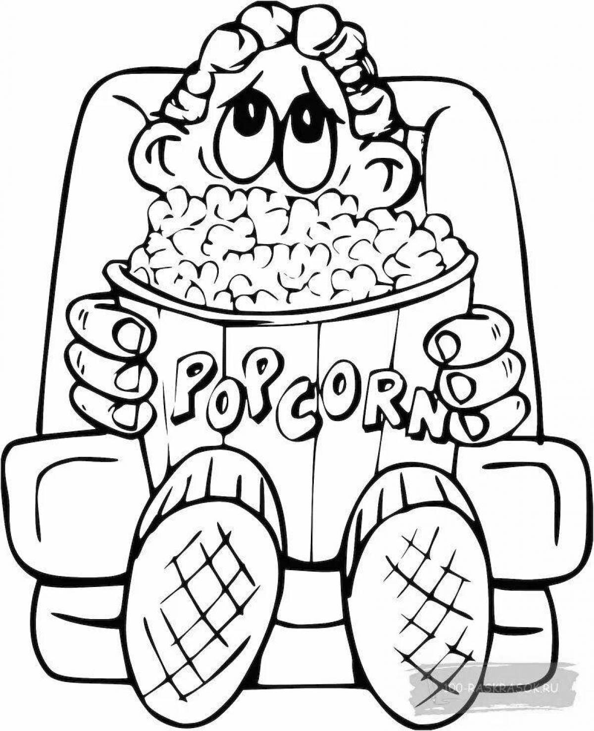 Cute popcorn coloring book for kids