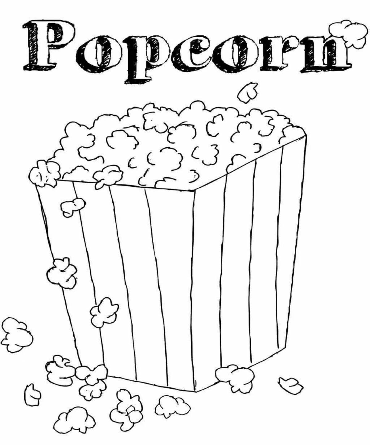 Bold popcorn coloring page for kids