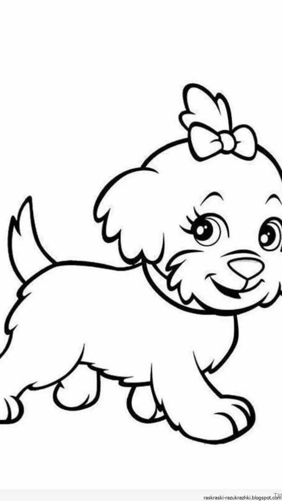Coloring page playful puppy