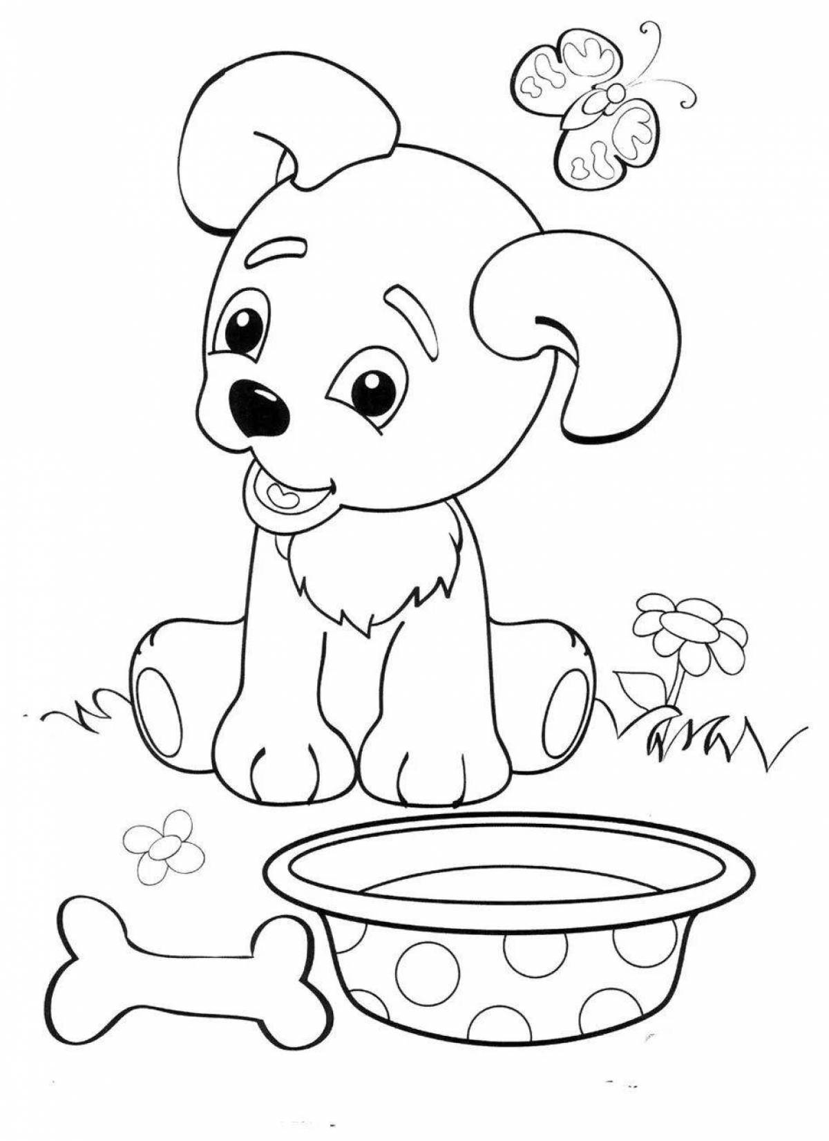 Coloring page smiling puppy