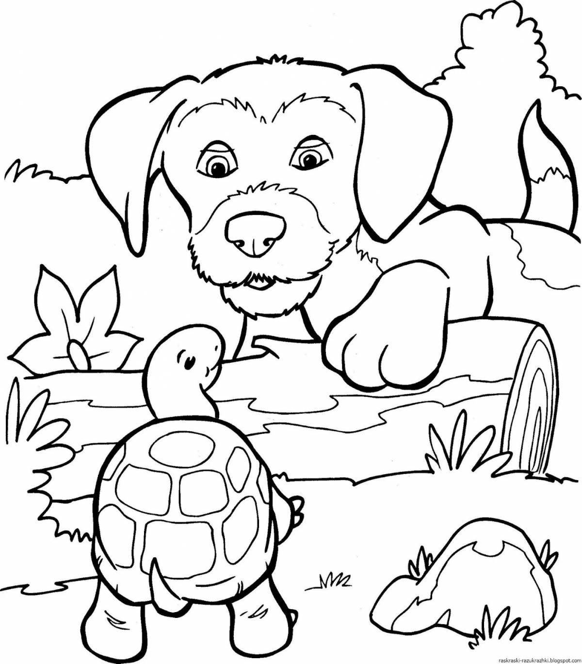 Coloring page inquisitive puppy