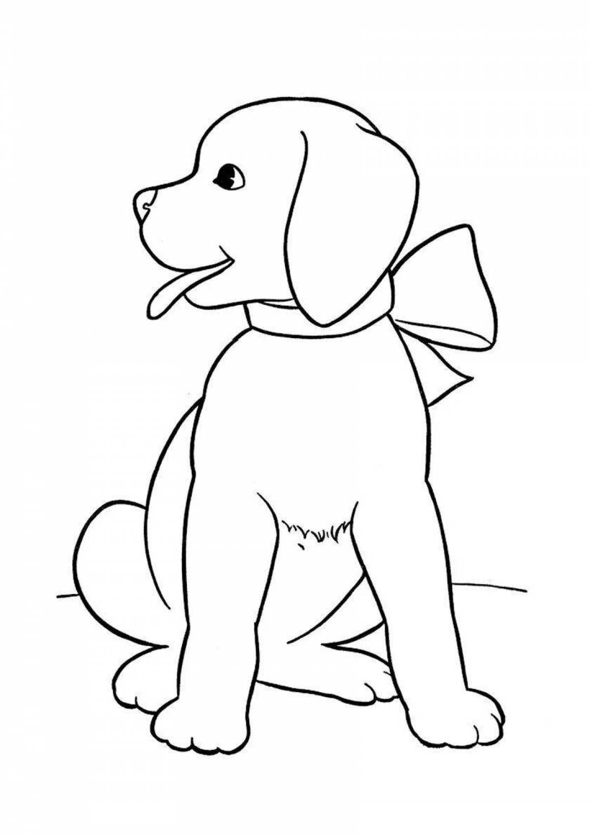 Coloring page excited puppy