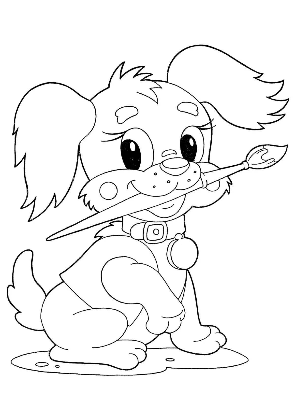 Colouring energetic puppy
